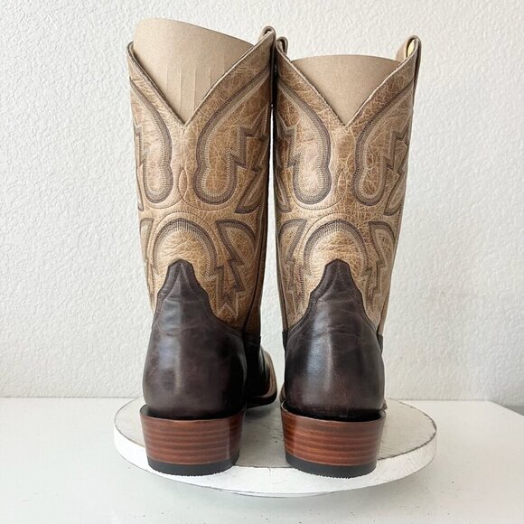 Rod Patrick Mens Cowboy Boots 12.5A Antique Mocha Bison Brown Western Blunt Toe - Picture 3 of 13